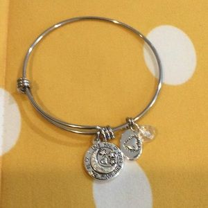 New without tags footnote silver bangle charm bracelet.